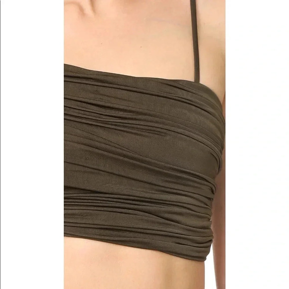 AQ/AQ NWT Military Green Slinky One Shoulder Crop Top Cedarne Cropped - Picture 6 of 8